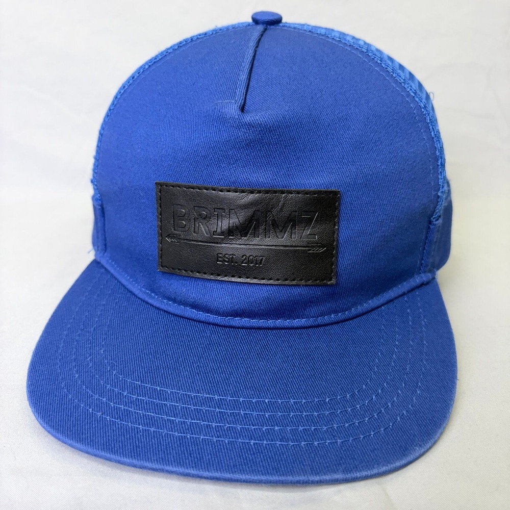 Brimmz Trucker Hat Logo Patch Unisex L Royal Blue Snapback Mesh Cap